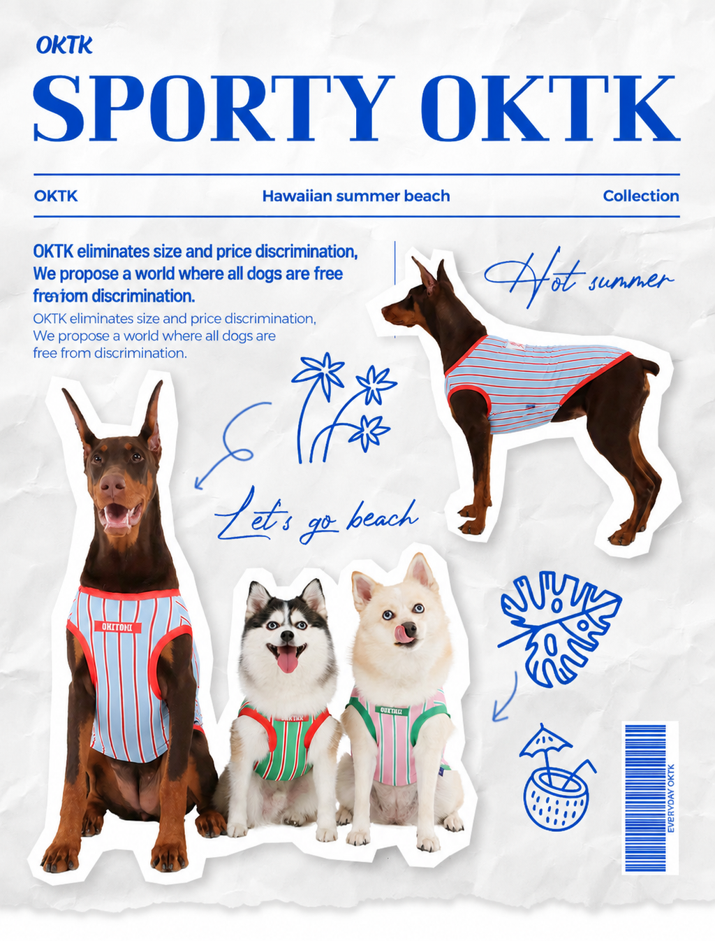 OKTK Dog Clothes Hawaiian Summer Cooling Sleeveless Summer Clothes Medium Dog Large Dog Pet Dog Okidoki